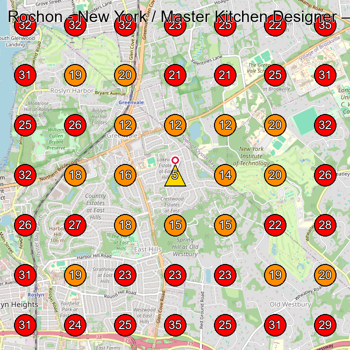 Rochon - New York / Master Kitchen Designer GeoGrid visibility map for General Contractor in Glenwood Landing